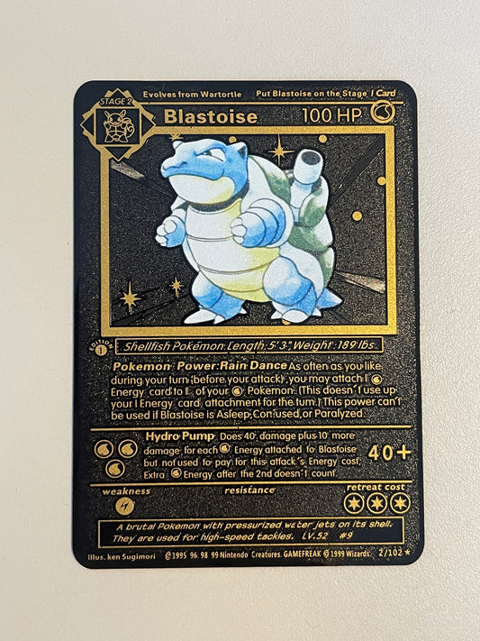 Black Metal Blastoise Base Set 2/102 Solid Metal FanArt Card