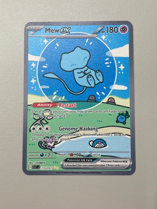 Mew ex 232/091 Scarlet & Violet: Paldean Fates Solid Gold Metal Fan Card